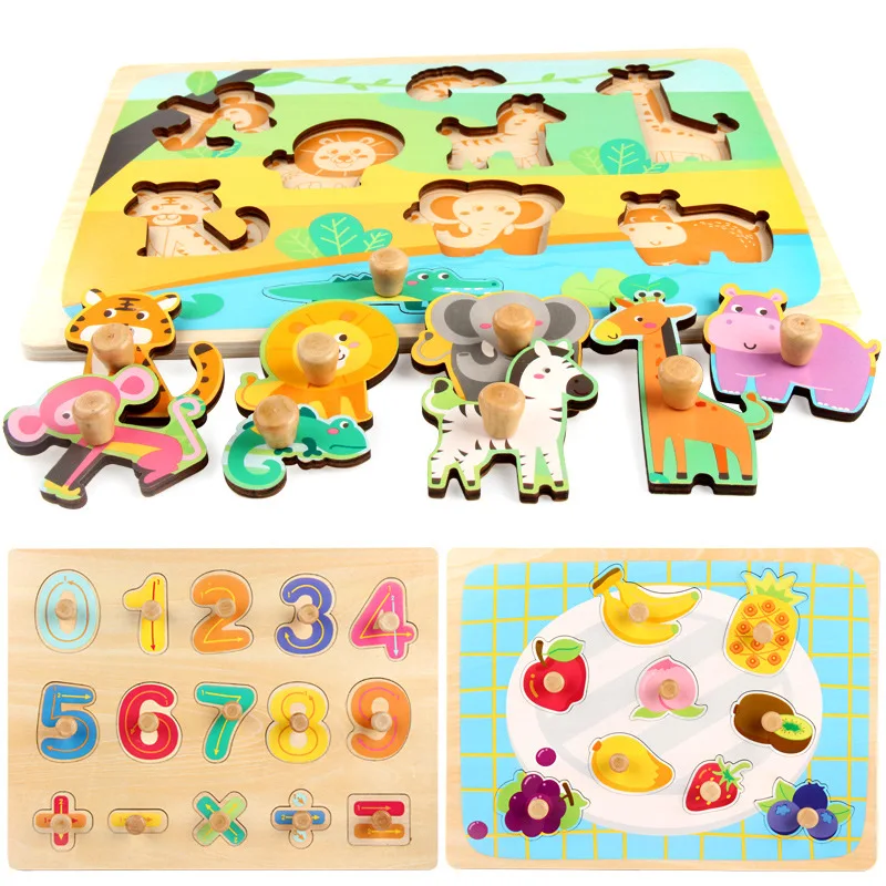 

Wooden Jigsaw Puzzle Hand Grasping Board Cartoon Car Animal Wooden Toy Alphanumeric Early Education Children's Educational Toy