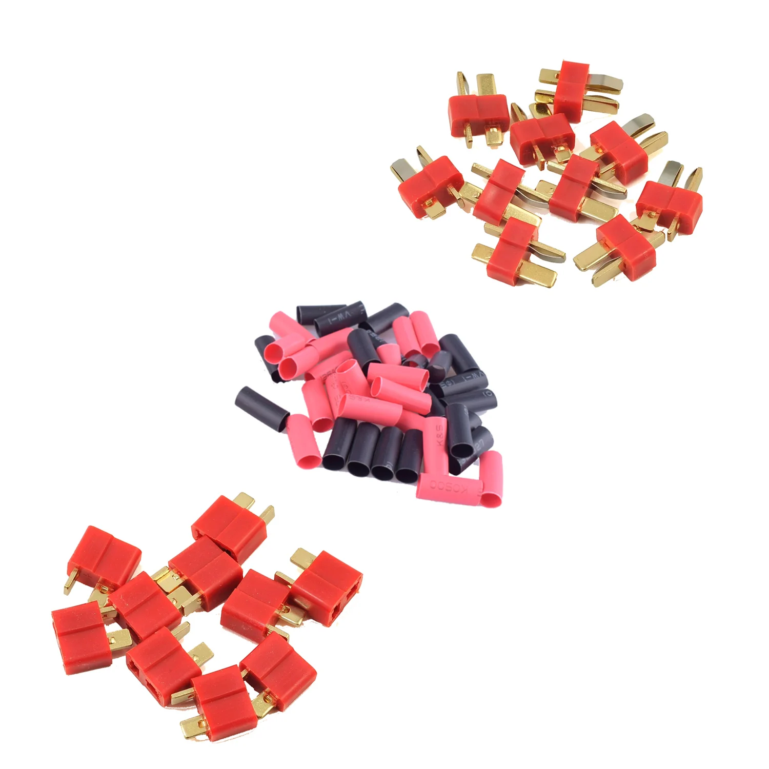 2/5/10 пар в комплекте; красные, черные ультра штекер Т-образного разъемы деканов Стиль мужского и женского пола с термоусадочные трубки для зарядного устройства RC LiPo Батарея