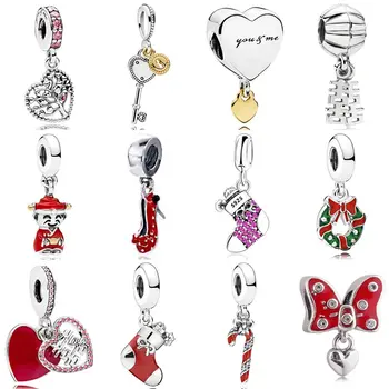 

Tree of Love Key To My Heart Minnie High heels Fortune & Luck Pendant Charm Fit Pandora Bracelet 925 Sterling Silver Beads