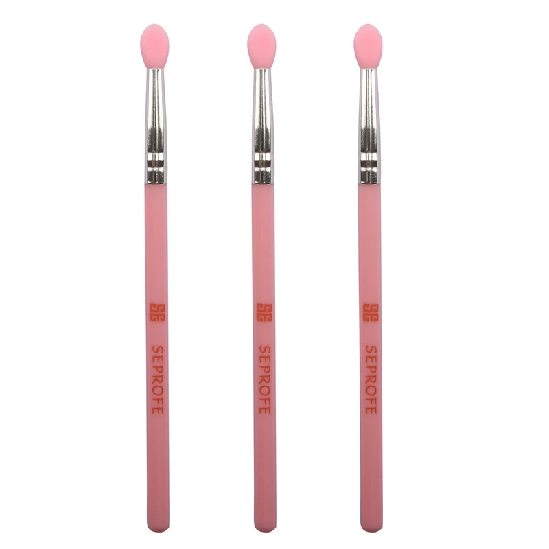 

3 Pcs Makeup Brushes Set Soft Silicone Head Plastic Handle Eye Shadow Lip Applicator Brush Tools V9-Drop