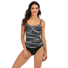 Plus Size Swimwear Women 2020 Sexy Swimsuit Tankini Sets Vintage Beach Wear Print Bathing Suit Female Ruched Tummy Swim Suit 3XL