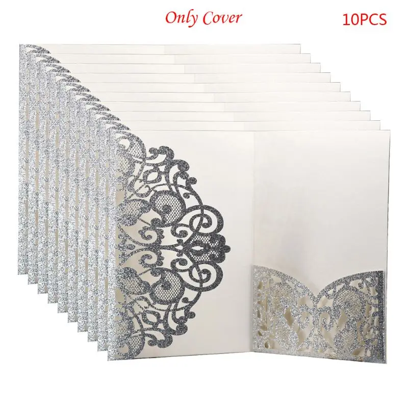 10pcs/pack Laser Cut Wedding Greeting Invitation Card Cover Personalized Hollow Business Engagement Party Supplies E65B