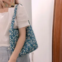 

Fashion Floral Women Shoulder Bag Canvas Handbag Tote Books Bags Soft Cloth Fabric Large Capacity Armpit Bag For Girl Students