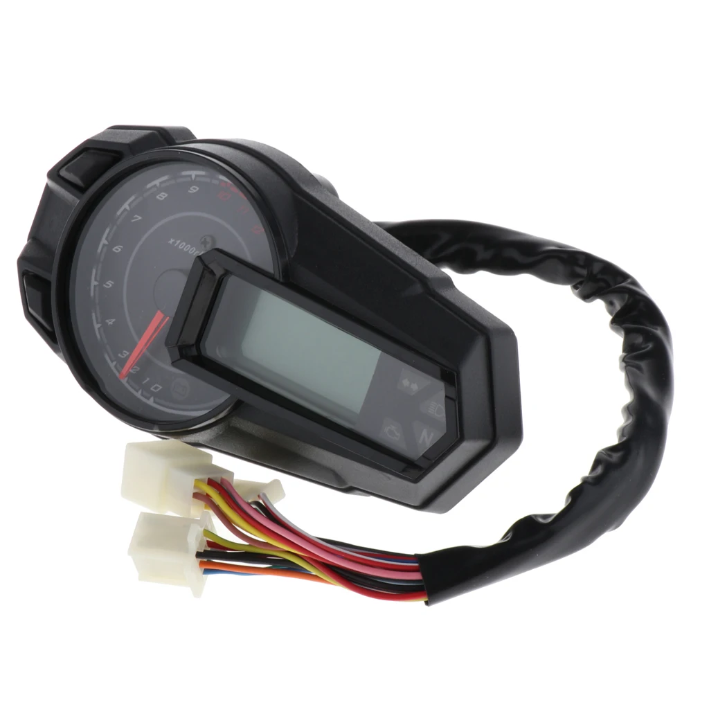 Универсальный цифровой мотоцикл ЖК-экран Спидометр Одометр Techometer Gauge, KMH сенсор 12000RPH