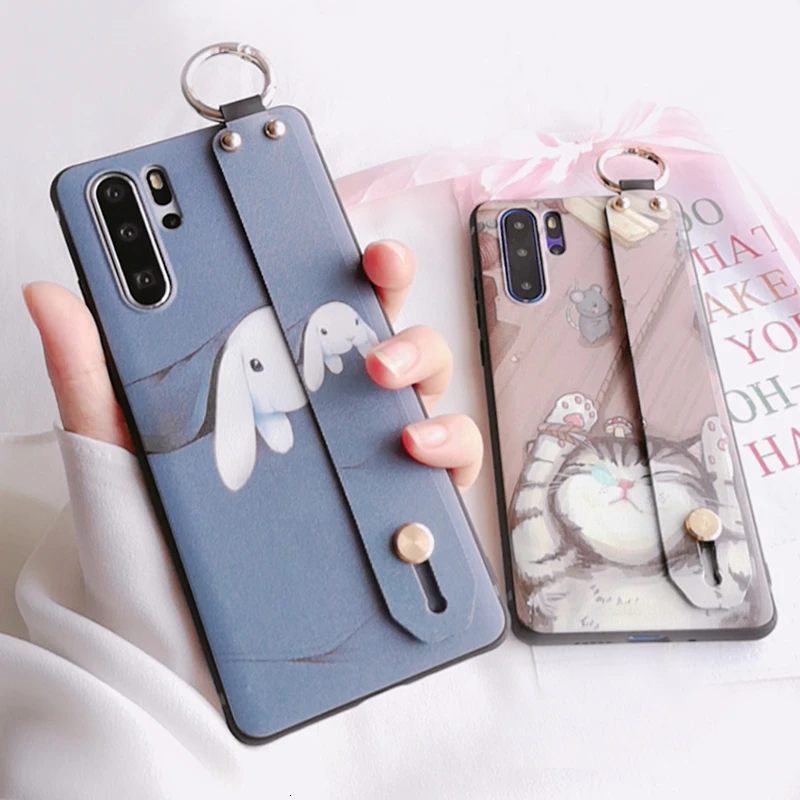 Wrist Strap Soft Silicone Case For Huawei P20 P30 Pro Mate 10 20 Lite Nove 3i 5i Honor Phone Holder With lanyard |