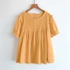 2020 New Summer Women Blouse Japan Style Mori Girl Back Buttons Loose O-Neck Short Sleeve Shirt Women Tops 3