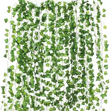 12 sztuk 2M bluszcz zielony sztuczne liście Garland roślina winorośl liści Home Decor plastikowe Rattan string dekoracje ścienne sztuczne rośliny tanie i dobre opinie CN (pochodzenie) 12pcs Wiszące VINE a218