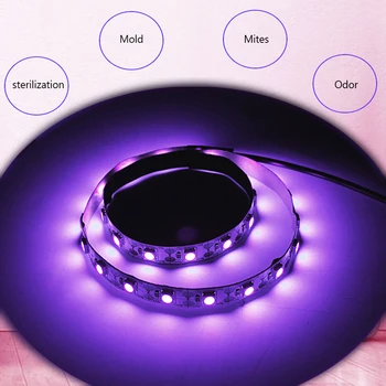 

SMD5050 UVC Disinfection Tape Kill Mite USB 5V LED UV Light Sterilizer Strip Lights Kitchen Bedroom Hospital