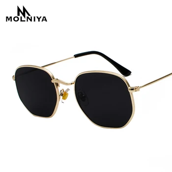 

New Vintage Gold Sunglasses Men Square Metal Frame Silver Brown Black Small Sun Glasses Female Unisex Summer Style Shades