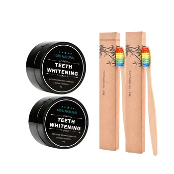 

Bamboo Charcoal Toothpaste Teeth Whitening Set Strong Formula Tooth Whitening Powder Toothbrush Oral Hygiene Cleaning Drop Ship