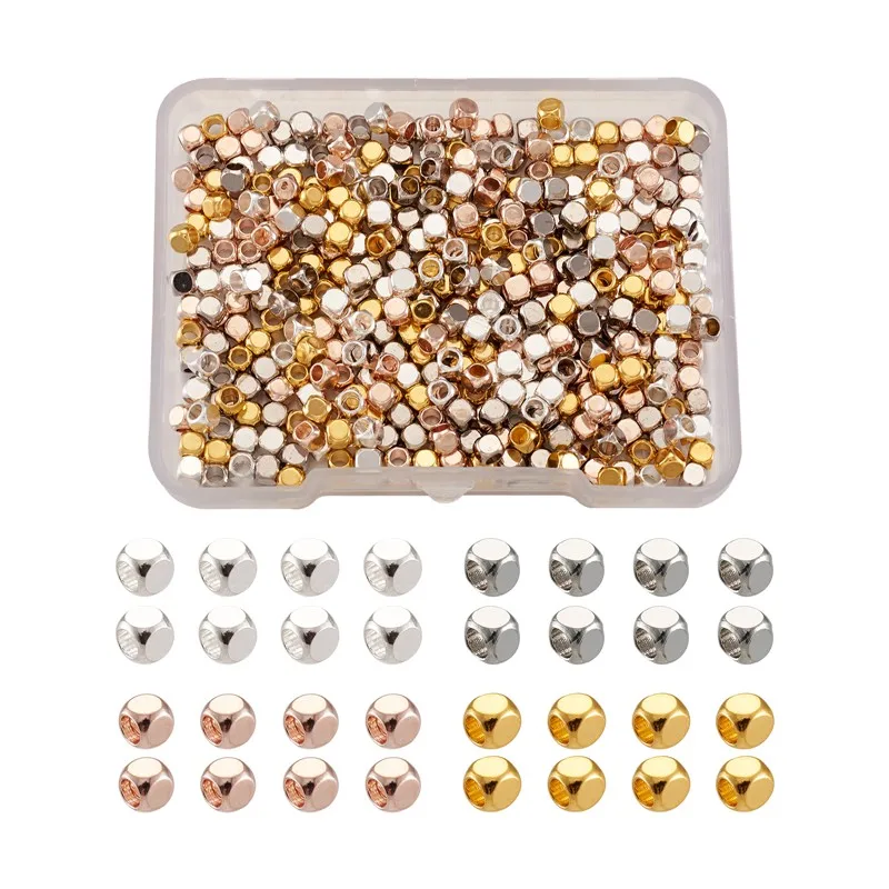 

Pandahall 400pcs/Box 3x3x3mm Brass Cube Spacer Beads Loose Bead Sapcer for Jewelry Making DIY Bracelet Accessories Hole: 2mm