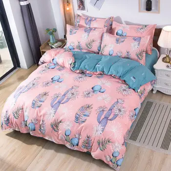 

4pcs Cartoon Plant Pattern Girl Boy Kid Bed Cover Set Duvet Cover Child Bed Sheets Pillowcases Comforter Soft Bedding Set