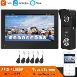 homefong visiophone wifi interphone vidéo sans fil, visiophone filaire avec caméra 1080P,fonctionne avec Alexa, contrôle de l'application intelligente tuya, moniteur à écran tactile de 7 pouces, ouverture de 2 serrures 