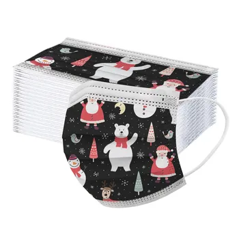 

100pc Adult's Christmas Mask Non-woven Cartoon print Facemask 3-layer Mascarillad Protective Masks tapa bocas