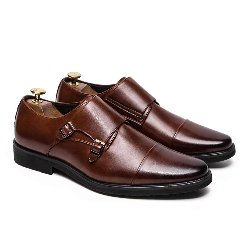 Goede Size 38 48 Heren Schoenen Dubbele Monnik Strap Oxford Lederen Vierkante Teen Klassieke Jurk Schoenen Casual Comfortabele Geleidelijke Loafer merk