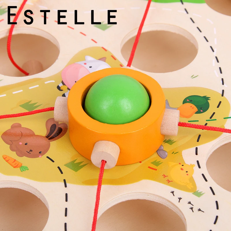  Montessori Creative Pull Ball Table Game Children Wooden Maze Kindergarten Early Education Intellec