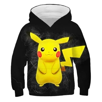 

2020 cartoon anime Pikachu Boys Girls Hoodies Children's Cartoon Pokemon 3D Print Sweatshirts Fashion Kids Sweater Costume