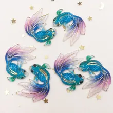  8PCS Resin Bling Colorful Goldfish Gems Flatback Rhinestone Scrapbook Wedding 1 Hole Applique DIY Accessories OG58 