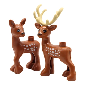 

2pcs Deer Block Figures toy for Baby Animals Assemble Accessories Big Size Building Blocks zoo Set Creativity children Toys gift