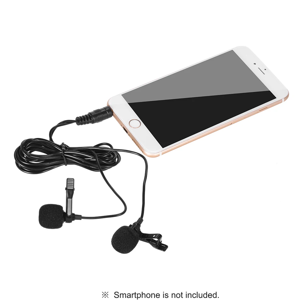 Двойной петличный нагрудный всенаправленный клип-на микрофон для смартфона ноутбук камера для видео записи интервью