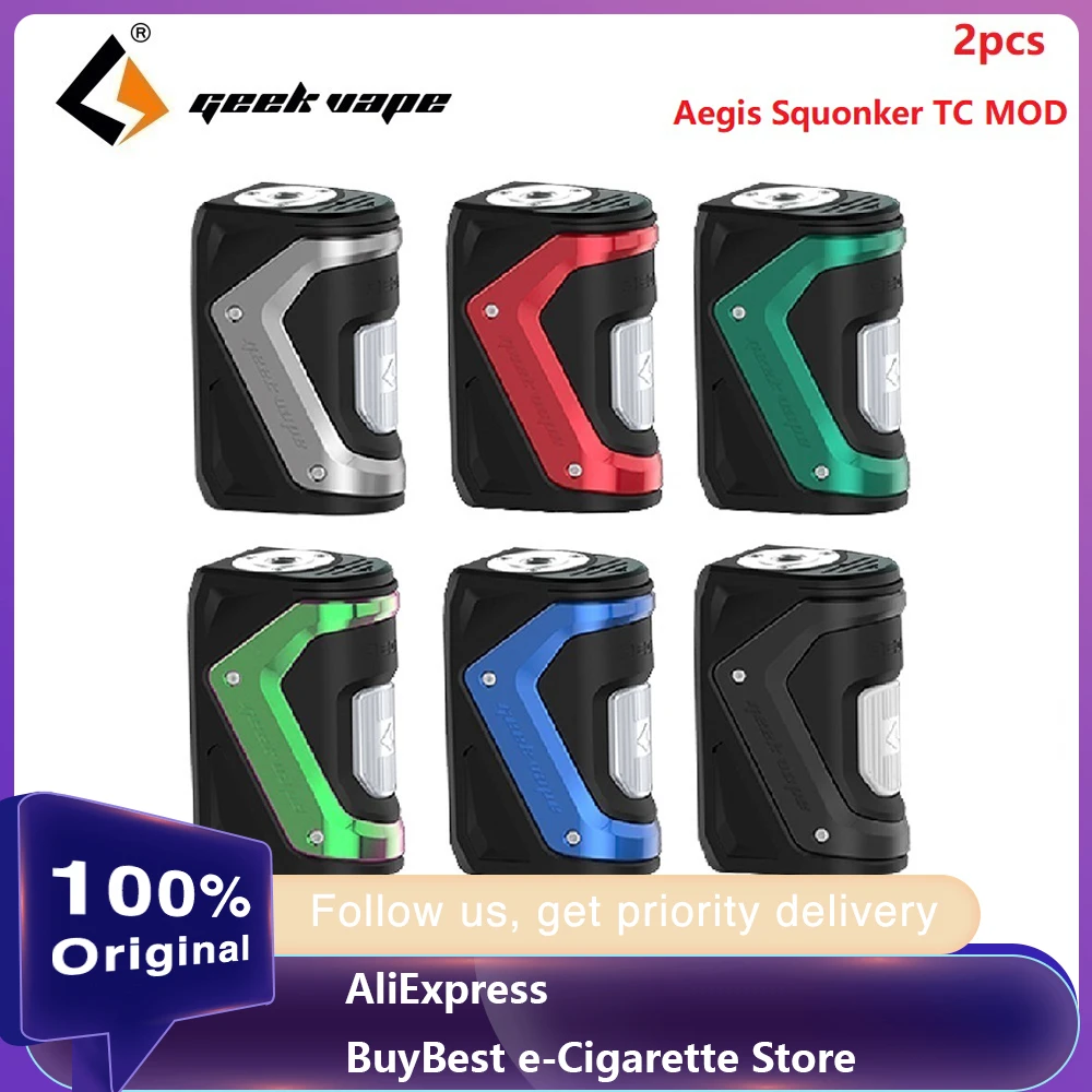  Original 2PCS GeekVape Aegis Squonker 100W TC MOD with 10ml Squonker Bottle & Latest AS-100 chip E-