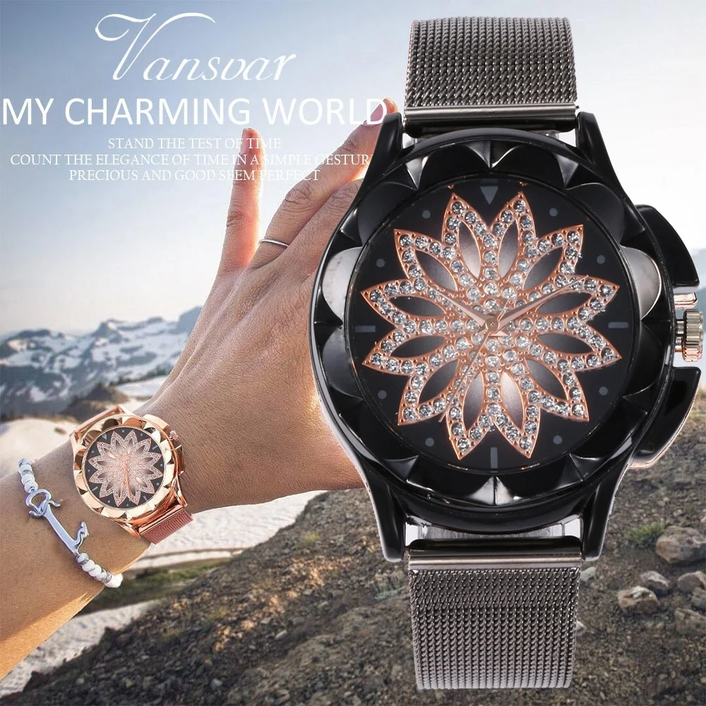 

Fashion Elegant Big Dial Bracelet Watch Women Crystal Quartz Wrist Watches Lady Casual Watch Gift Crystal Relogio Feminino Clock