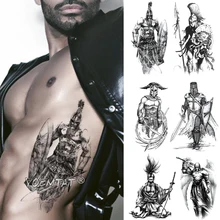 

Spartan Hero Temporary Tattoo Sticker Gladiator Warrior Waterproof Tatto Crusader Knights Body Art Arm Fake Tatoo Men Women
