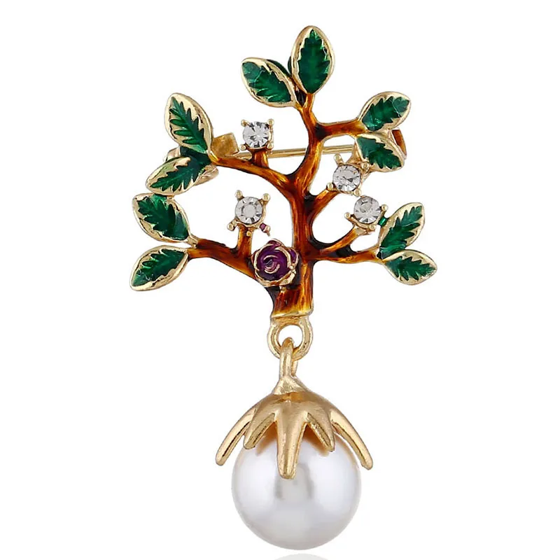 

SOURCE Europe And America Fashion Pearl Clothing Cool Origional Small Tree Brooch Top Grade Oil Drop Brooch Hot Selling