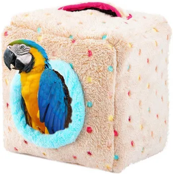 

Hanging Birdcage Parrot Houses Outdoor Warm Squirrel Bed Bird Nest Hedgehog House Hut Hanging Cage Plush Birds Hamster Parrot