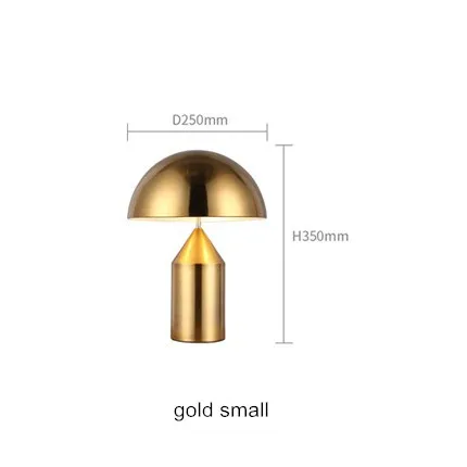 gold small Современная Грибная настольная лампа, скандинавский светодиодный прикроватный светильник для спальни, арт-деко, Настольный светильник abajur, светильник для гостиной - Цвет абажура: gold small