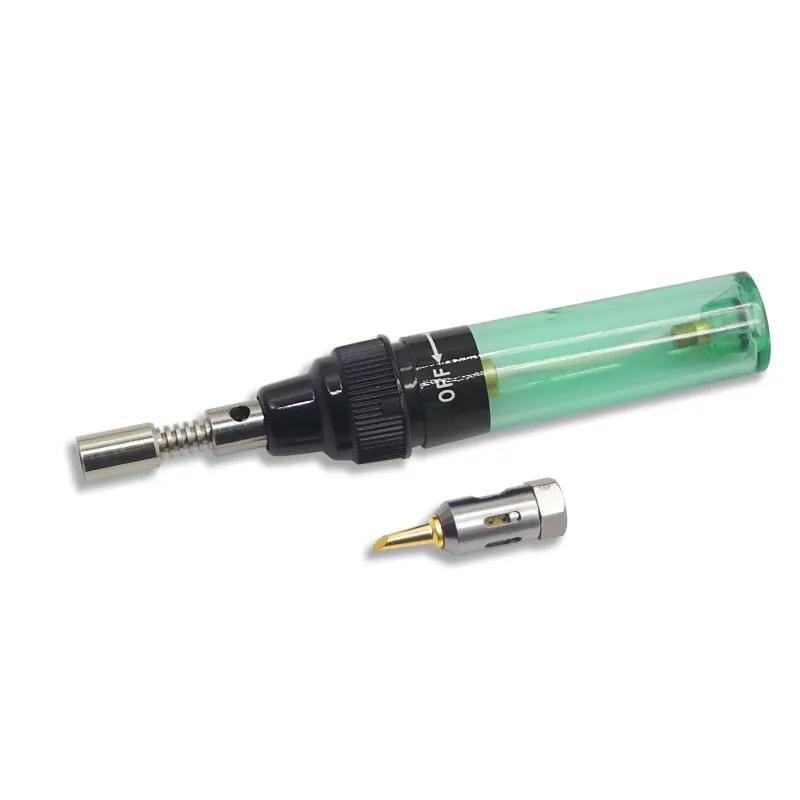 Газовый паяльник на 1300 градусов, беспроводной инструмент с бутановым наконечником, Сварочная ручка, горелка, паяльный фонарь, Газовый паяльник, сварочные утюги - Цвет: 1PCs Green