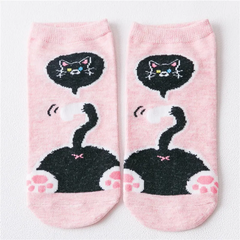 Pink Cat Милые девушки забавные мультипликационные животные хвост Медвежонок собака, кошка, кролик Носки щенок котенок кошка кролик Копилка ботильоны Носки новинка подарок - Цвет: Pink Cat