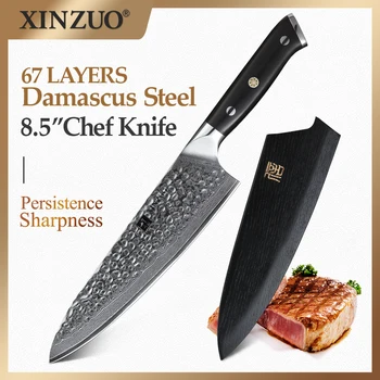 

XINZUO 8'' inch Gyuto Knife 10Cr15CoMoV Japanese Damascus Steel New Arrival Kitchen Cooking Tools Chef's Knives Ebony Handle