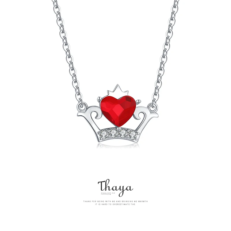 

Fairy Tale Series Thaya Authentic 925 Sterling Silver Red Crown Cubic Zircon Necklace Pendants For Women Silver Fine Jewelry