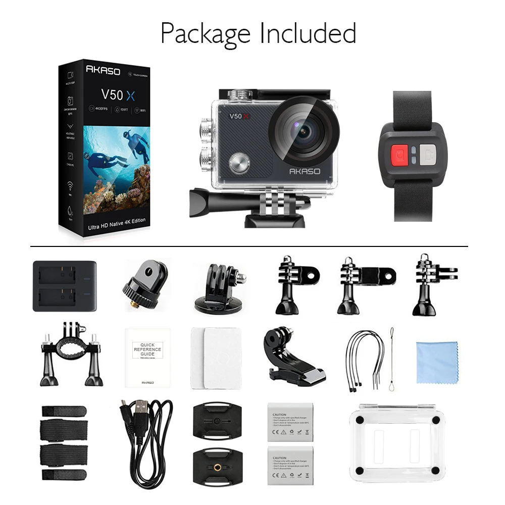  AKASO V50X Native 4K30fps WiFi Action Camera with EIS Touch Screen 4X Zoom 131 feet Waterproof Came