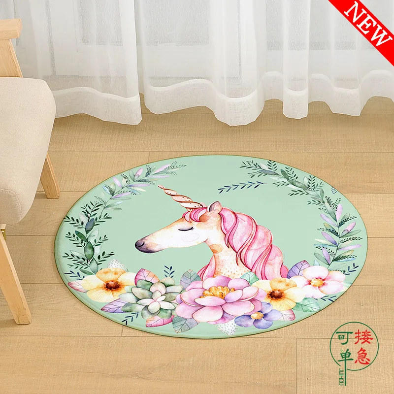 Круговой Фламинго ковер для растений спальня простой эвклидин Противоскользящий водопоглощающий коврик для ног Единорог животное стул коврик