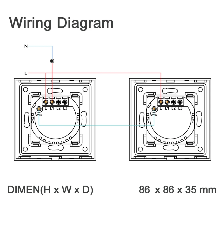 Interruptor de luz de parede, 1, 2,