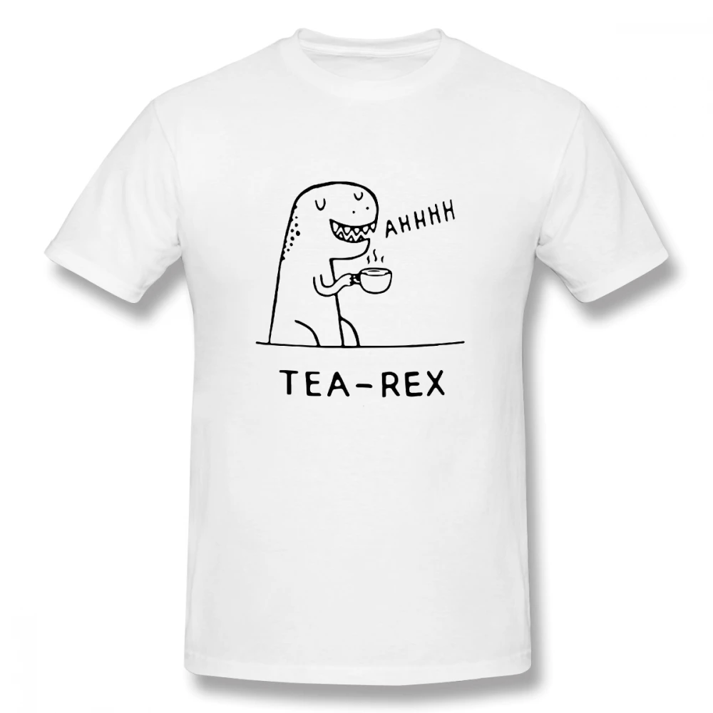 

Tea Rex Funny Dinosaur Drink Tea Casual O-Neck Men's Basic Short Sleeve T-Shirt 100% Cotton Tee Shirt Printed