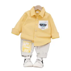 Vêtements de printemps et d'automne pour bébés garçons et filles, chemise et pantalon de dessin animé, Costume en coton pour tout petits, survêtement décontracté pour enfants, pièces/ensembles 