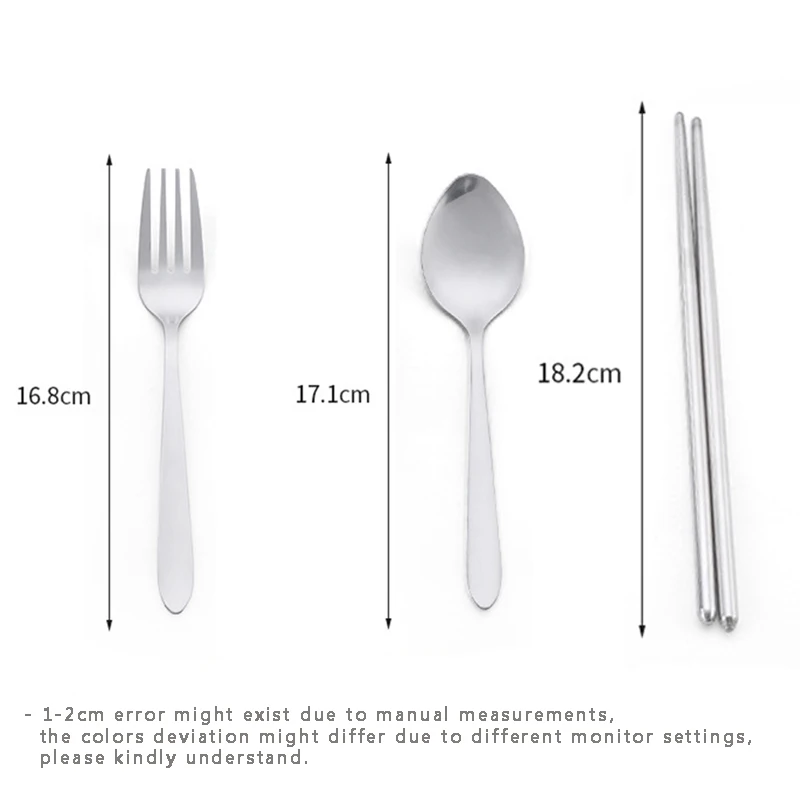 Tableware cutlery set with stainless steel spoon fork chopsticks straw 3Pcs/Set
