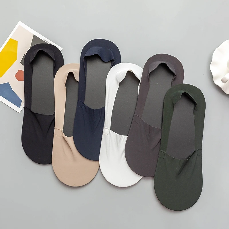 

4 Pairs Summer Matching Casual Socks Men Invisible Boat Socks Male Spring Summer Silicone Non-slip Shallow Cozy Cotton Sock
