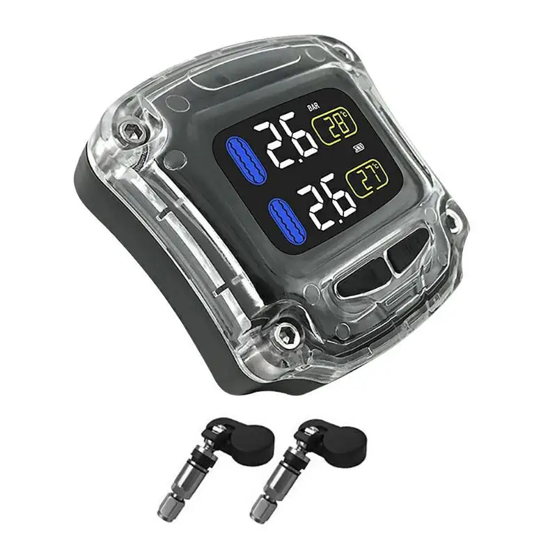 CAREUD M3-B-WF система контроля давления в шинах для мотоциклов TPMS с 2 датчиками, ЖК-дисплей, внутренние или внешние датчики TH/WI-Fi - Цвет: Built-in