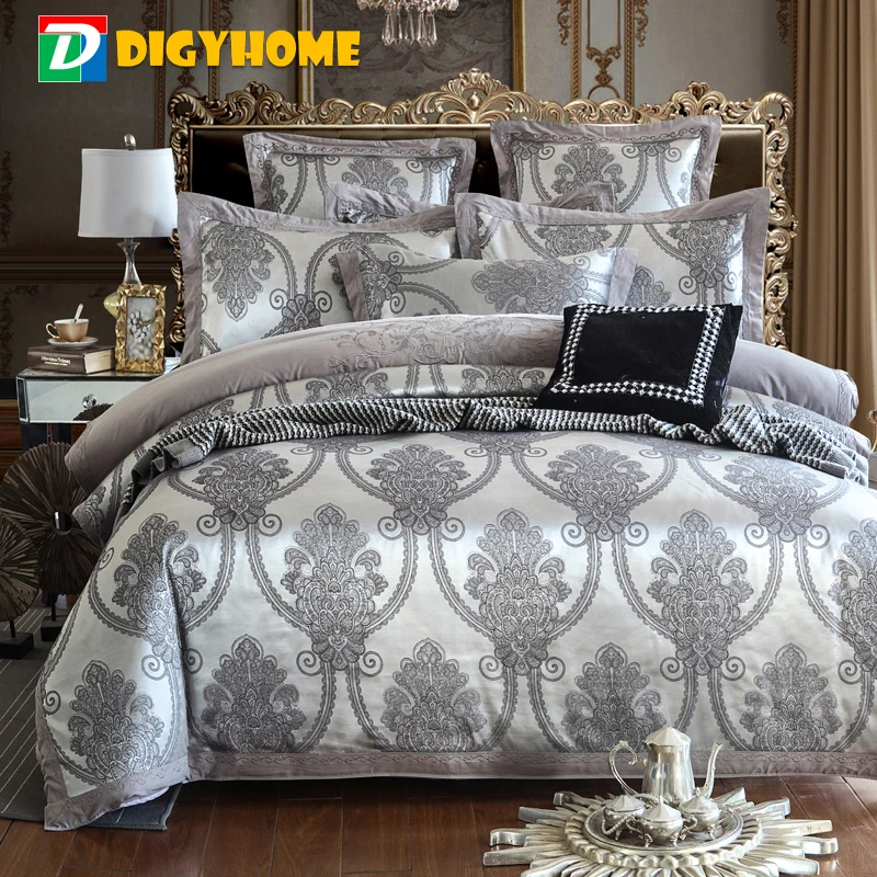 

Cotton Jacquard Bed Linen Set Satin Luxury Europe Style Fashion Duvet Cover Bed Sheet Pillowcases 4pcs Wedding Bedding Sets
