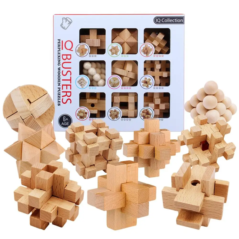 9 шт. бук Конг Мин замок деревянная головоломка любан замок набор детей Обучающие Игрушки для раннего развития для детей подарок