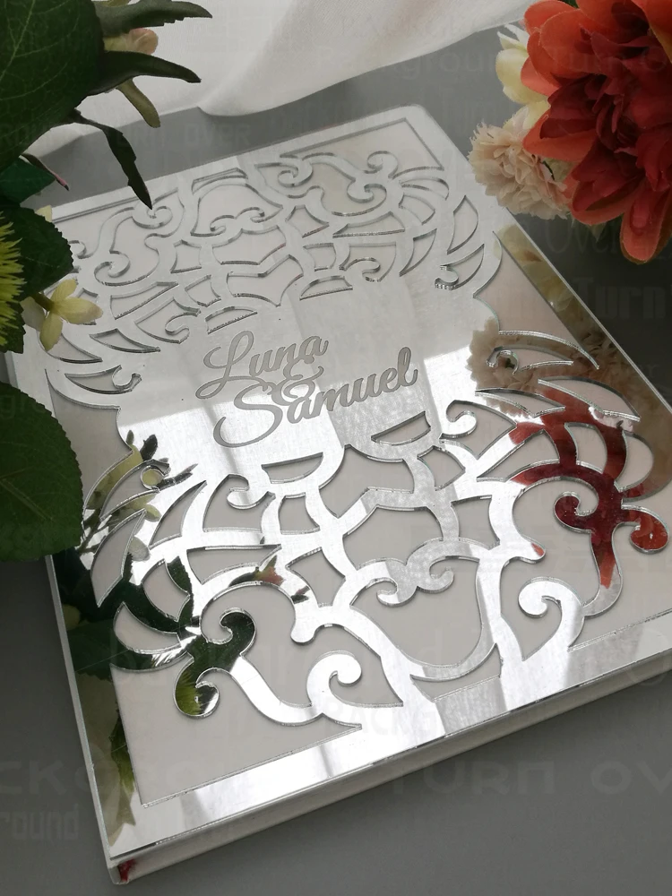Wedding Personalized Guest Book Guestbook Engrave Carve Mirror Signature Decor Names Date Gifts For G002