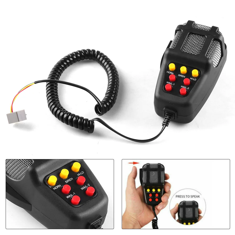 12V 100W 120-150dB 7 Sound Car Electronic Warning Siren Motorcycle Alarm Firemen Ambulance Loudspeaker with MIC for Car