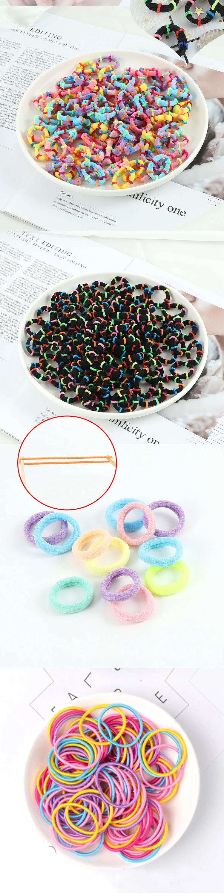 shein hair accessories 100pcs/Set Girls Colorful Nylon Hair Bands Children Ponytail Holder Scrunchie Small Elastic Headband Cute Kids Hair Accessories hair band for ladies