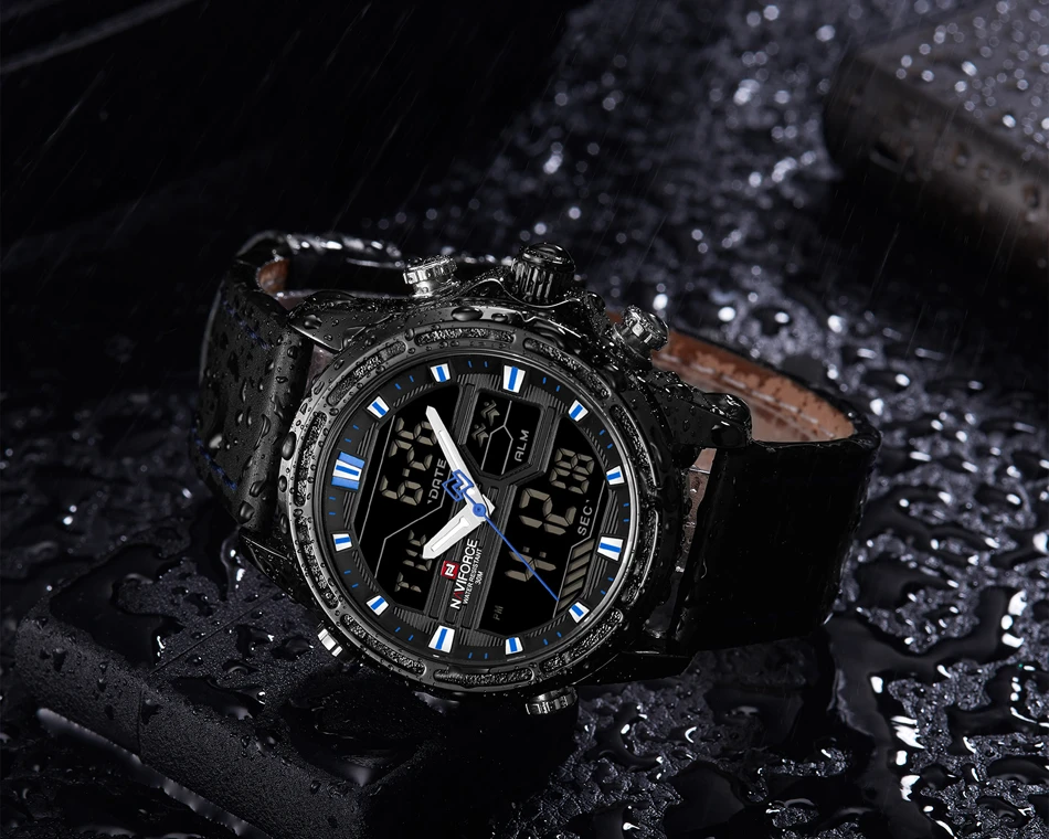 NAVIFORCE, спортивный светодиодный цифровой топ, люксовый бренд, нержавеющая сталь, кварцевые часы, мужские часы, армейские военные наручные часы, Relogio Masculino