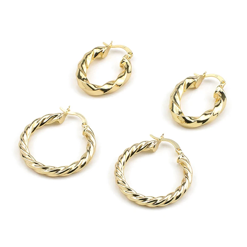 

New 2019 Simple Design Geometric Twisted Circle Earrings For Women Girls Party Accessories Bijoux Gold Color Small Round Hoop