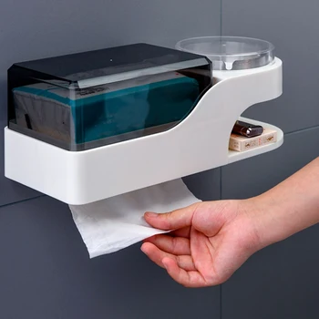 

Creative Household Waterproof Toilet Paper Holder for Wall Mounting Roll Paper Tube Storage Box with Ashtray